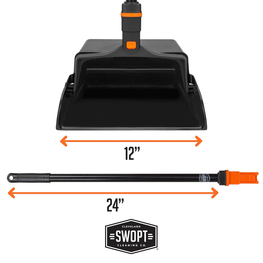 12” Upright Dustpan, Standard Combo – Ergonomic Design Eliminates Need to Bend While Cleaning – Interchangeable with