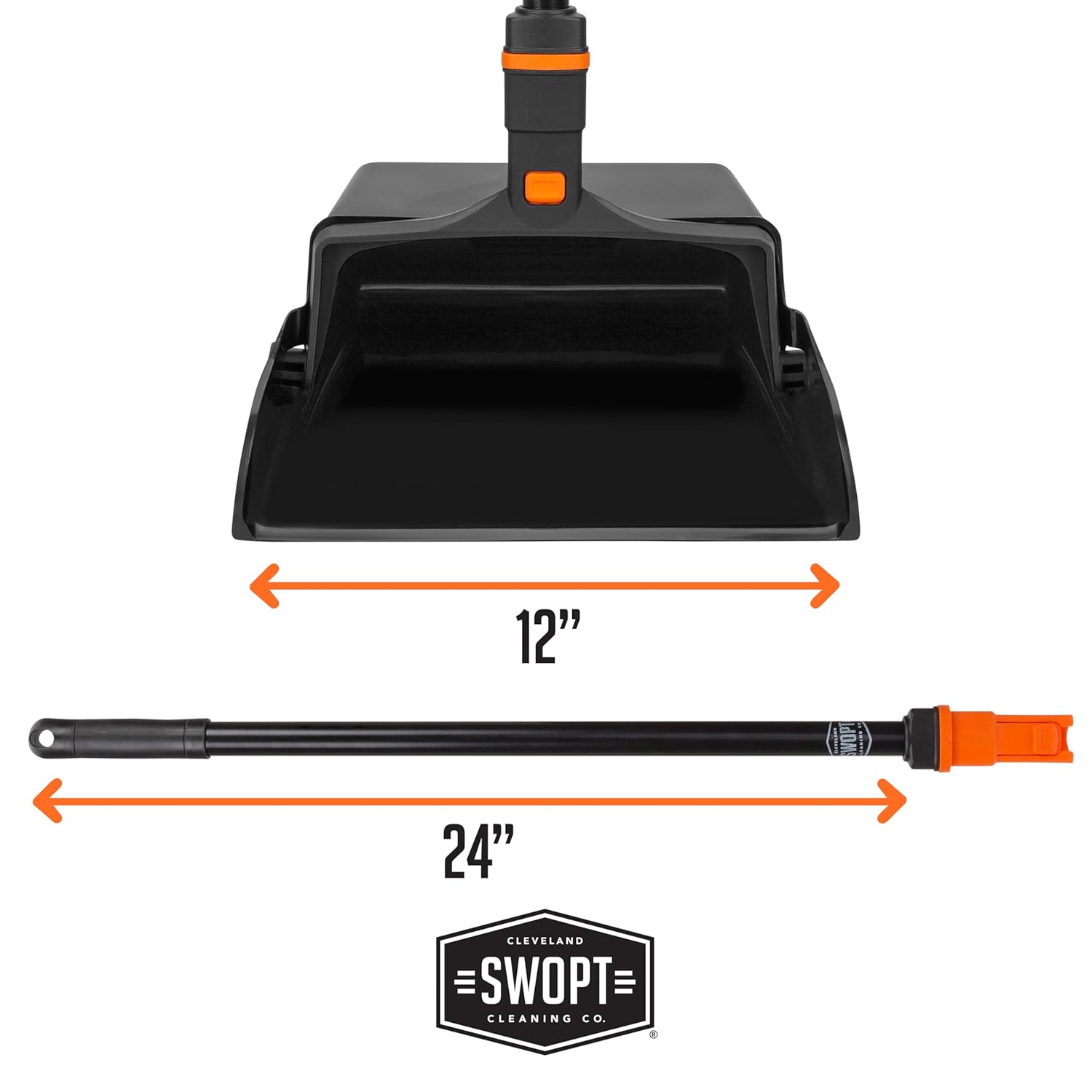 12” Upright Dustpan, Standard Combo – Ergonomic Design Eliminates Need to Bend While Cleaning – Interchangeable with