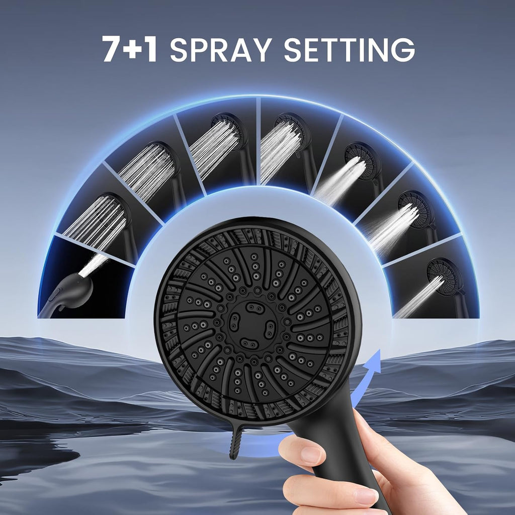 Filtered Shower Head with Handheld,High Pressure Shower Heads with Filters | 8 Mode,Built-in Power Wash,Detachable