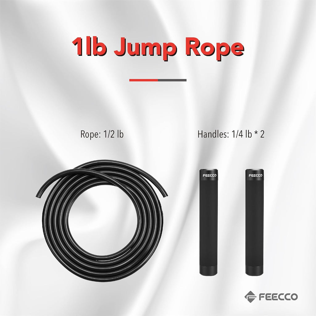 FEECCO Weighted Jump Rope for Men, PVC Rope with Metal Handles and Ball Bearings