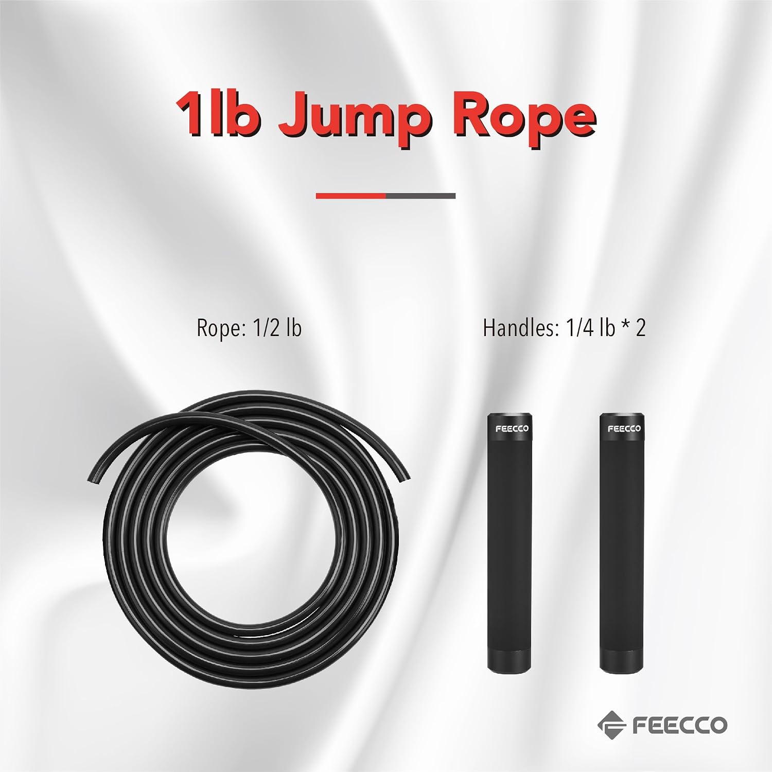 FEECCO Weighted Jump Rope for Men, PVC Rope with Metal Handles and Ball Bearings