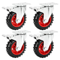 5 Inch Heavy Duty Swivel Caster Wheels 4 Pack with Total Lock Brakes | All Terrain Thick Rubber Tread Casters, 2400