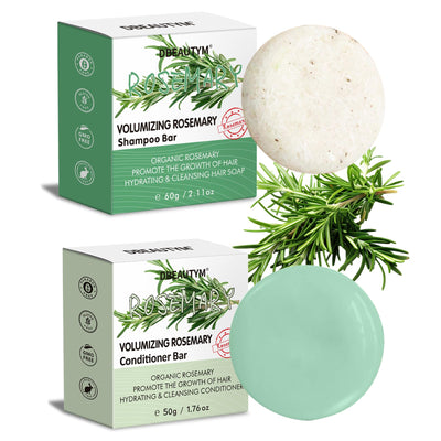 2 Pack Rosemary Shampoo Conditoner Bar Set,Thinning Hair-Volume Shampoo & Conditioner Bar for Men and Women,Hair