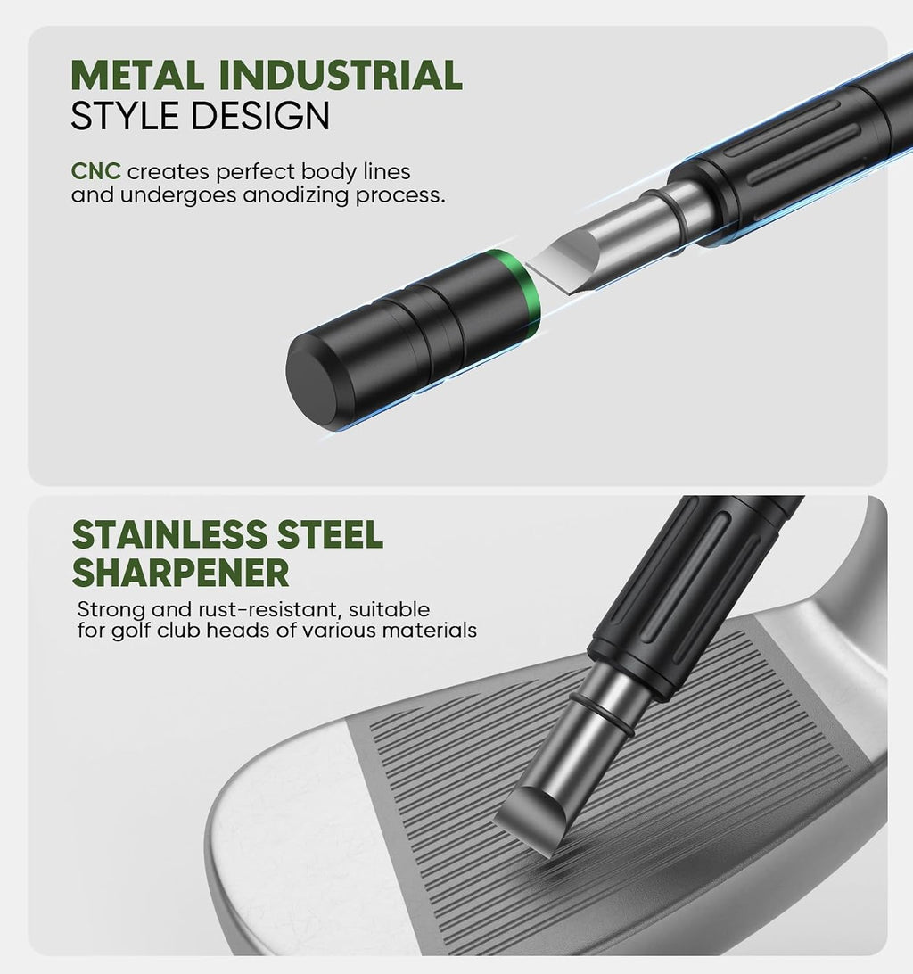Pro Golf Cleaning Kit with Golf Club Cleaner Brush, Grip Cleaner, Club Polish, Towel, Club Groove Sharpener Tool and