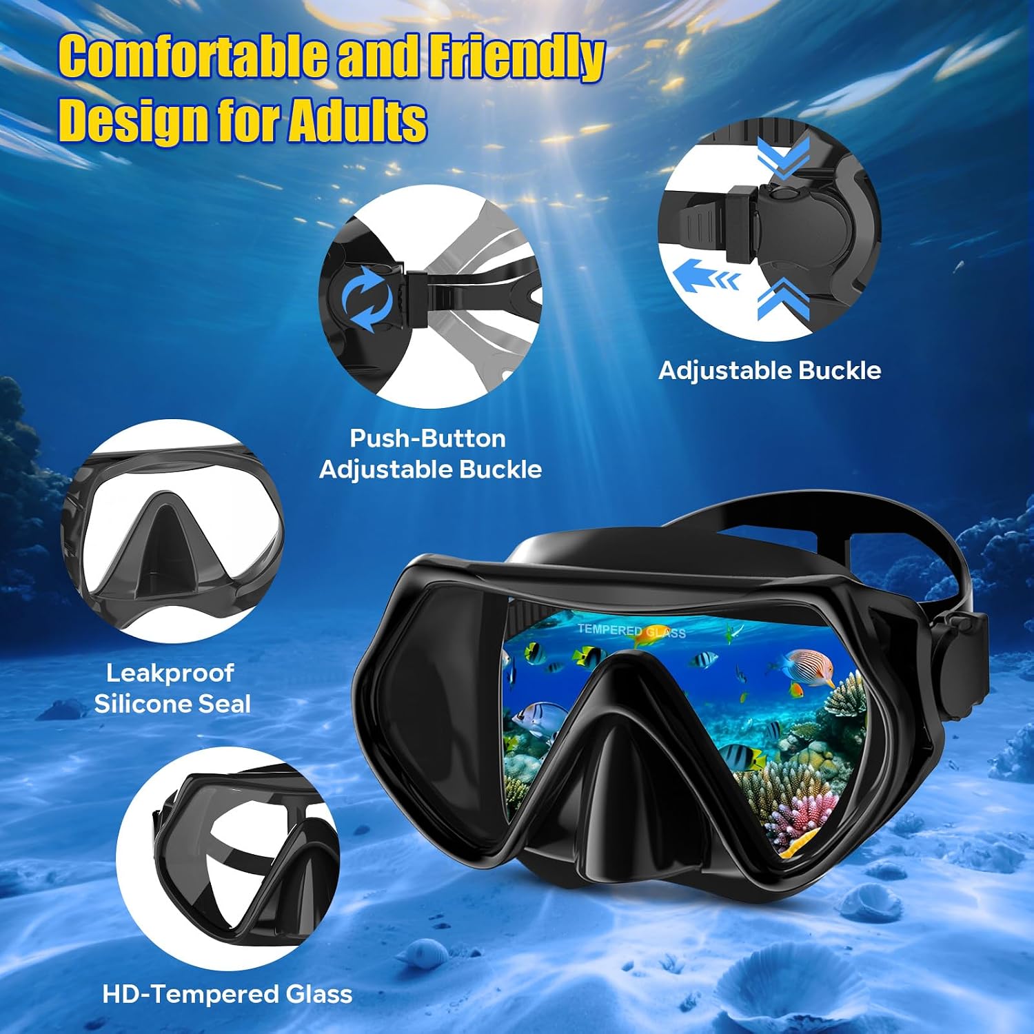 Dry Snorkel Set,Panoramic Wide View Anti-Fog Scuba Diving Mask,Professional Snorkeling Gear for Adults