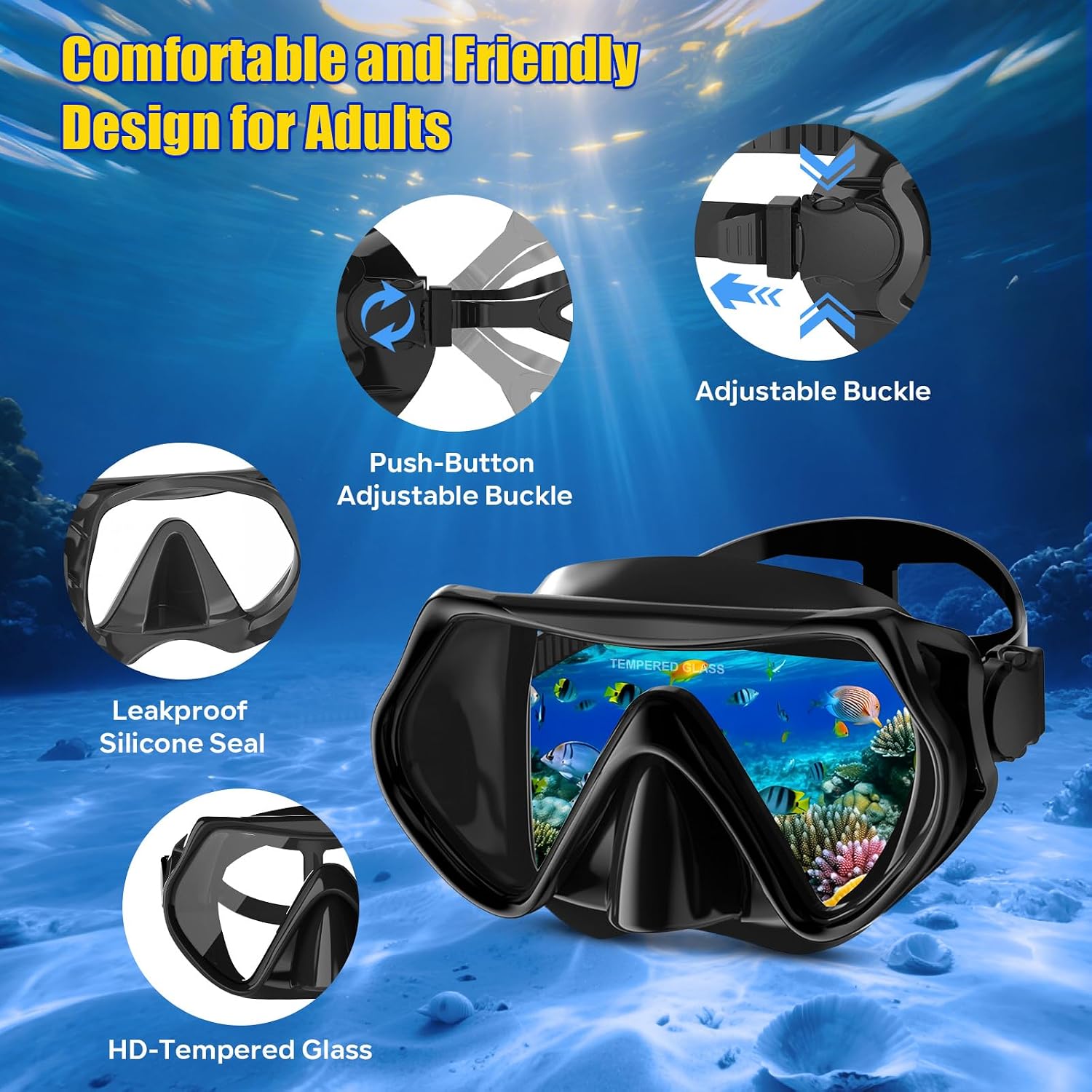 Dry Snorkel Set,Panoramic Wide View Anti-Fog Scuba Diving Mask,Professional Snorkeling Gear for Adults
