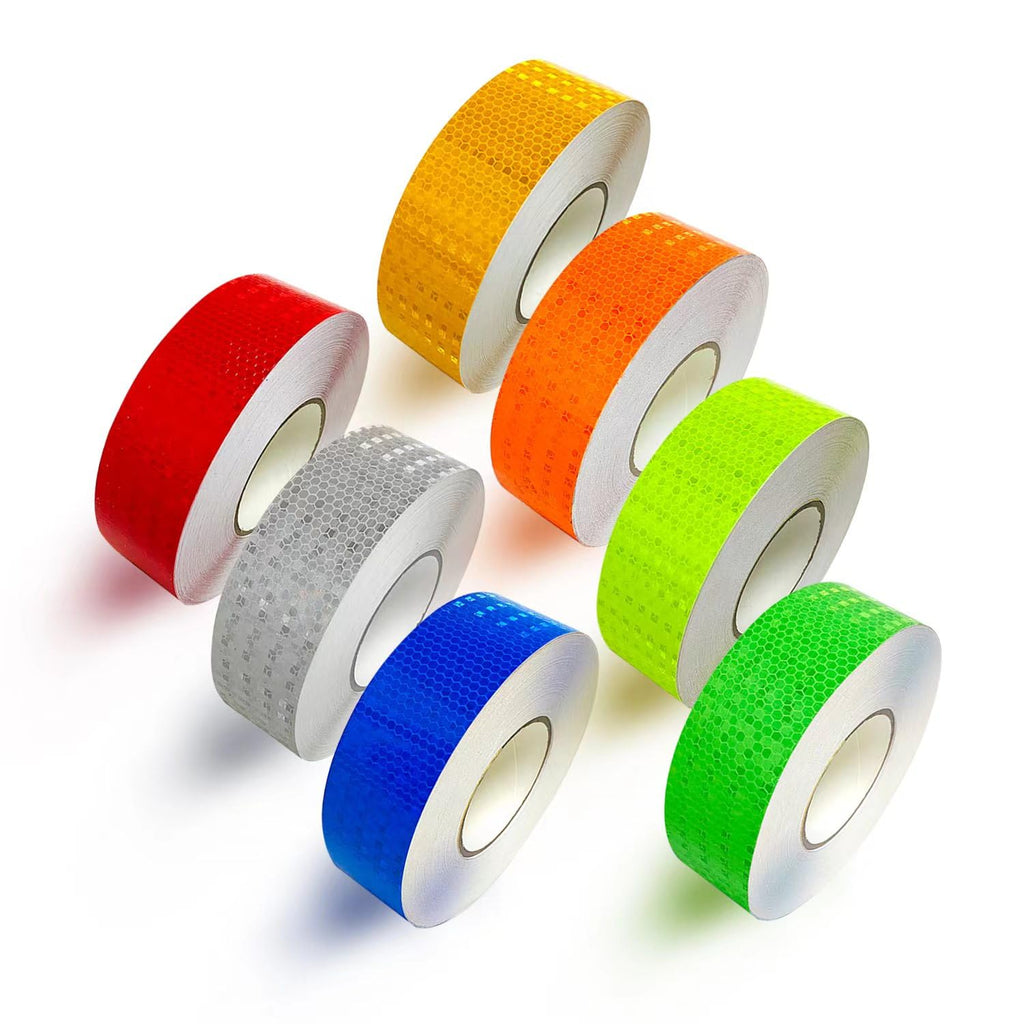 Reflective Tape, 7 Rolls, 7 Colors, 1" x 10 ft Each