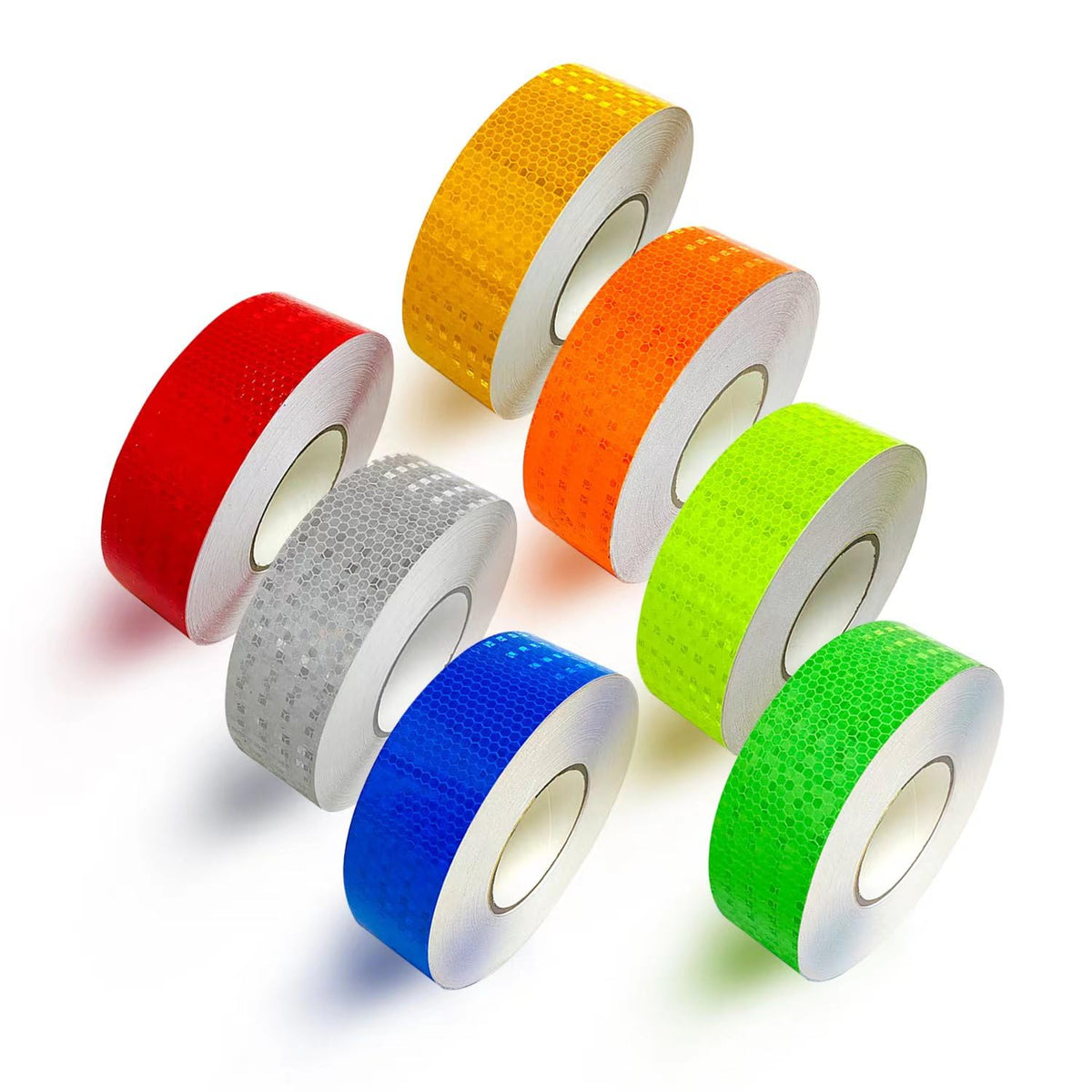 Reflective Tape, 7 Rolls, 7 Colors, 1" x 10 ft Each