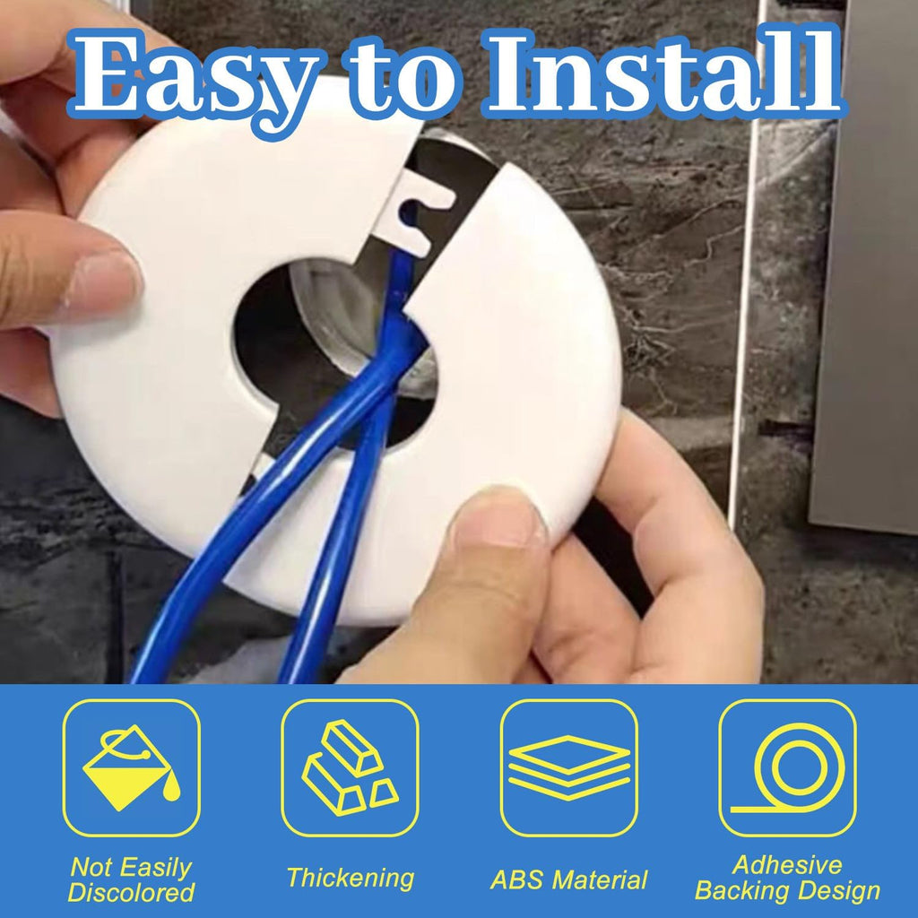 2Pcs Self-Adhesive Split Flange for 2" Pipe, ABS Round Escutcheon Plate