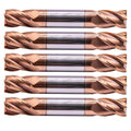 5 Pack 3/8" 4 Flute Double End Solid Carbide Square End Mills, TiSiN Coated