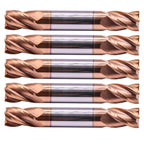 5 Pack 3/8" 4 Flute Double End Solid Carbide Square End Mills, TiSiN Coated