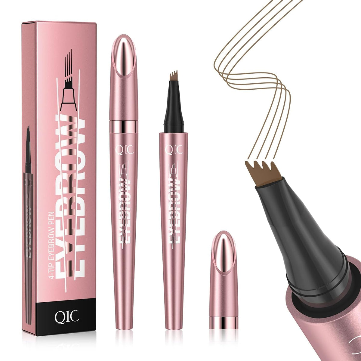 4-Tip Microblading Eyebrow Pen, Light Brown Eyebrow Pencil, Waterproof