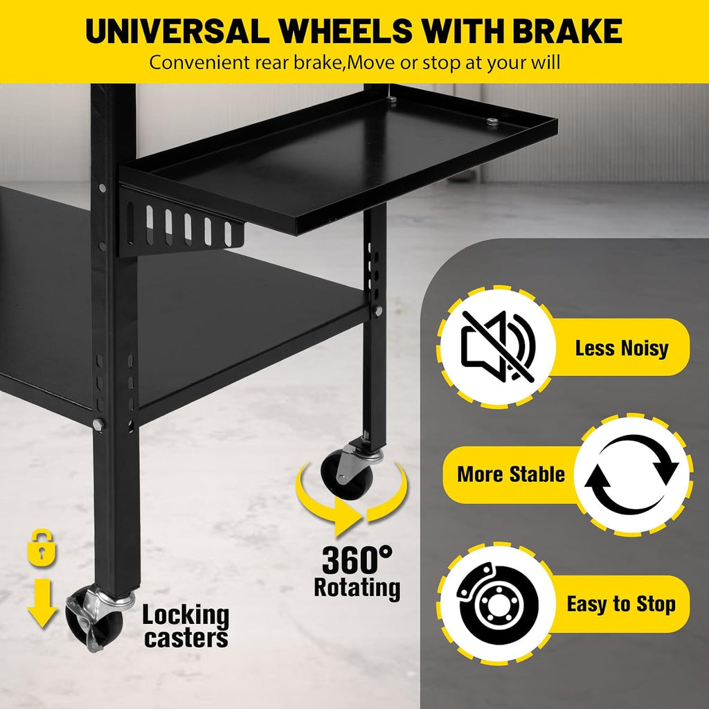 Heavy Duty 36" X 24" Mobile Welding Table with Carbon Steel Frame | Welding Workbench With Locking Casters, 1200lbs