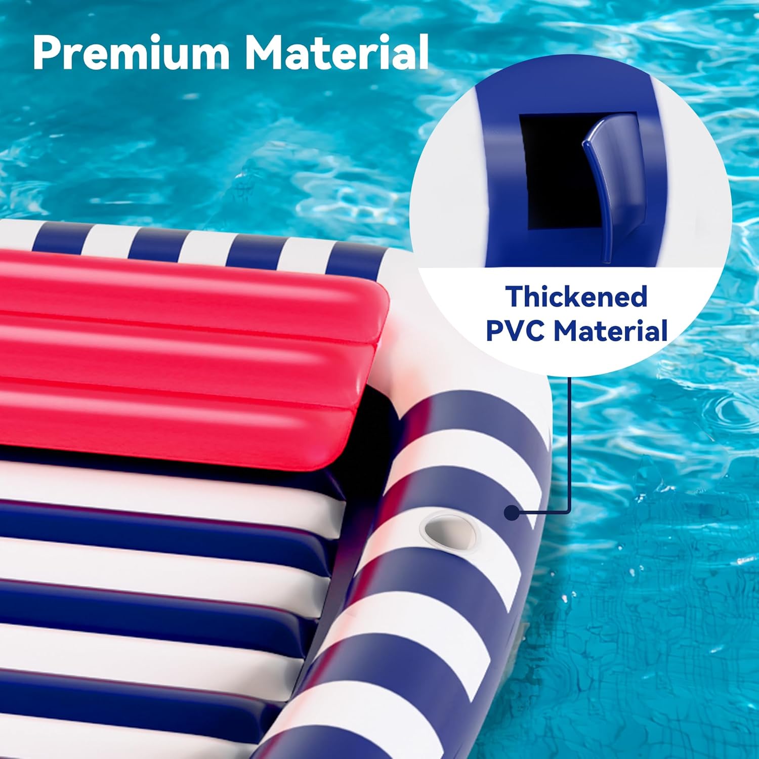 Pool Wave Inflatable Pool Lounger Floats W/Water Sprinkler, 80" x 66" Large Tanning Bed for Adult Kids, Outdoor Sun