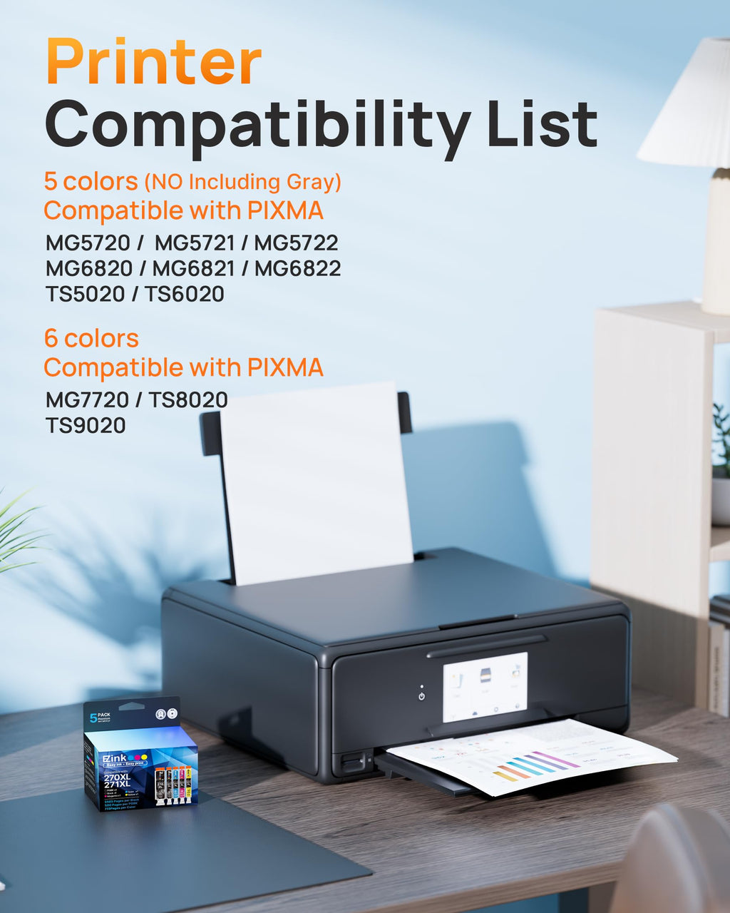 Compatible for Canon PGI-270XL CLI-271XL 270XL 271XL Ink,5 Pack