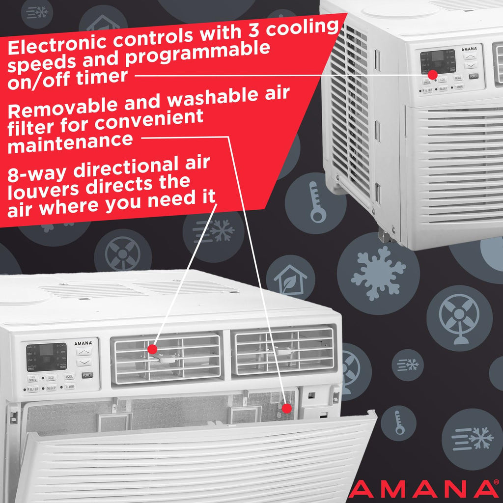 8,000 BTU Window Air Conditioner with 3 Speeds and Timer