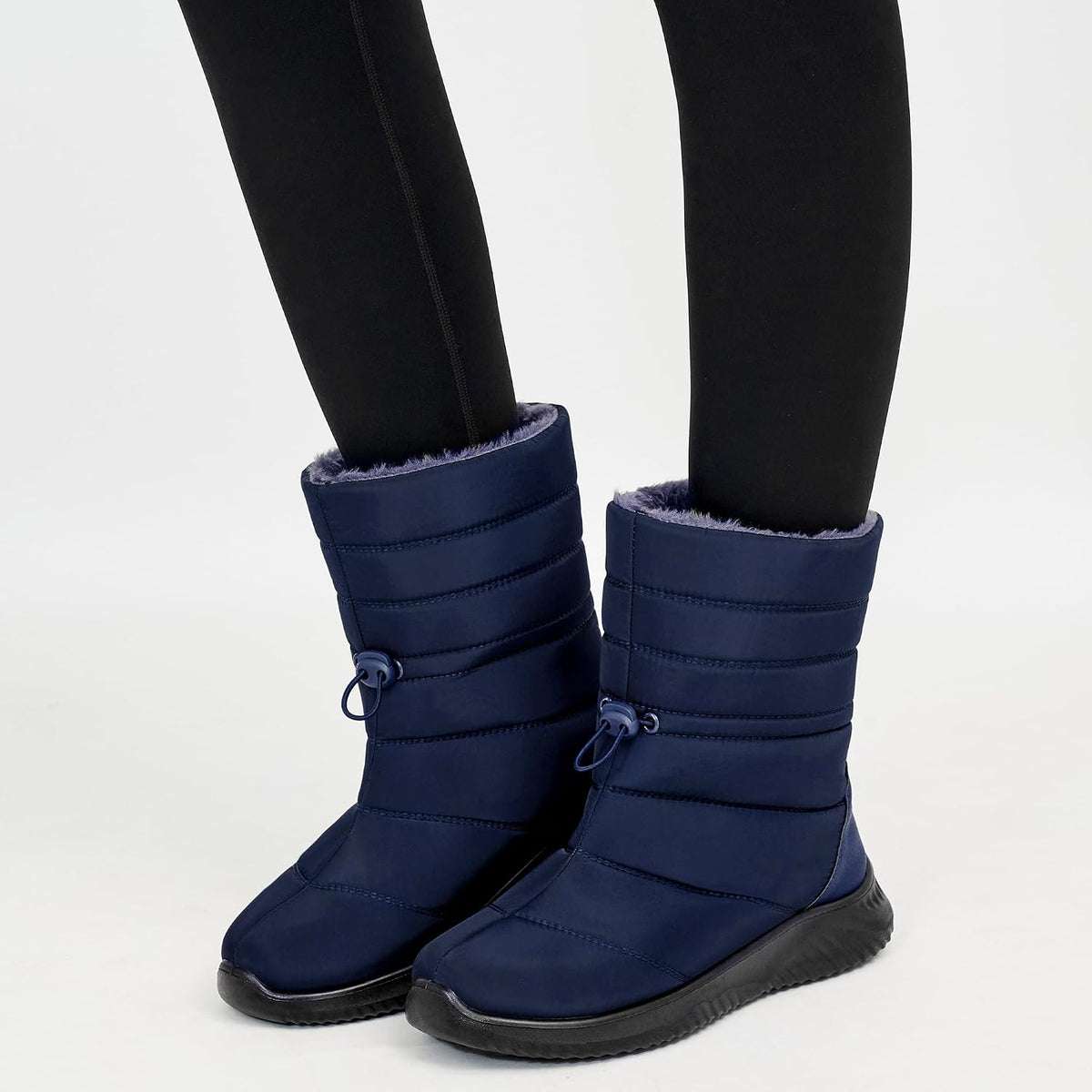 Womens Winter Snow Boots Waterproof Warm Fur Lined Mid Calf Comfortable Non Slip Booties for Outdoor Walking