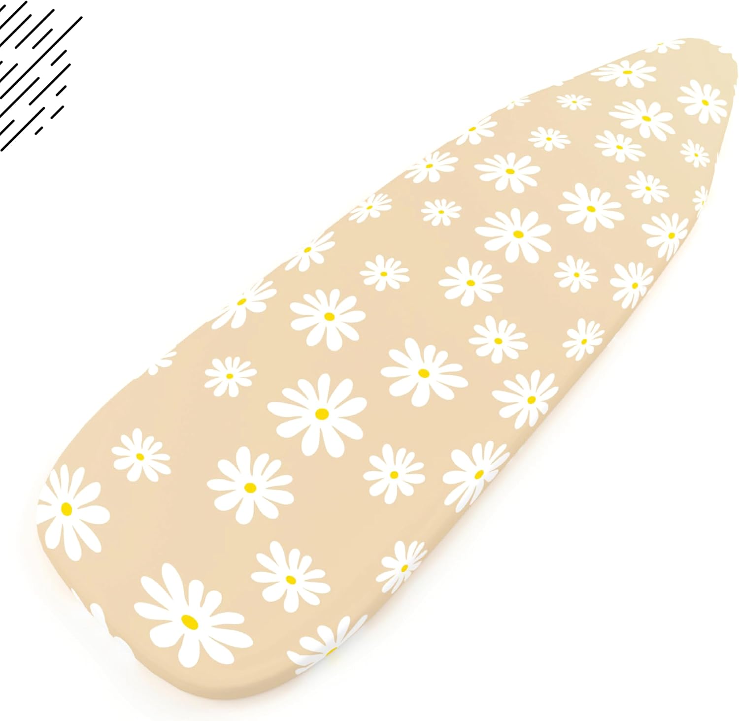 Ironing Board Cover and Pad, Thick Felt 54"x18" | Daisy Beige, 100% Cotton Surface | Scorch & Stain Resistant | Heavy