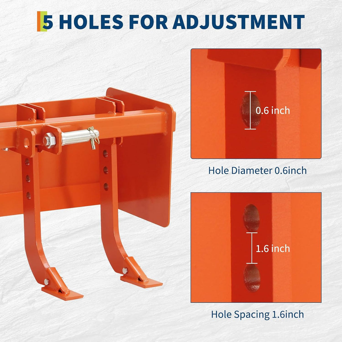 55" Box Blade for Tractor, 3 Point Hitch Box Scraper Attachment | Heavy Duty Land Leveling & Grading Implement