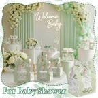 50 Sets Floral Wedding Favor Boxes with Pearl Pendant Bow, Green