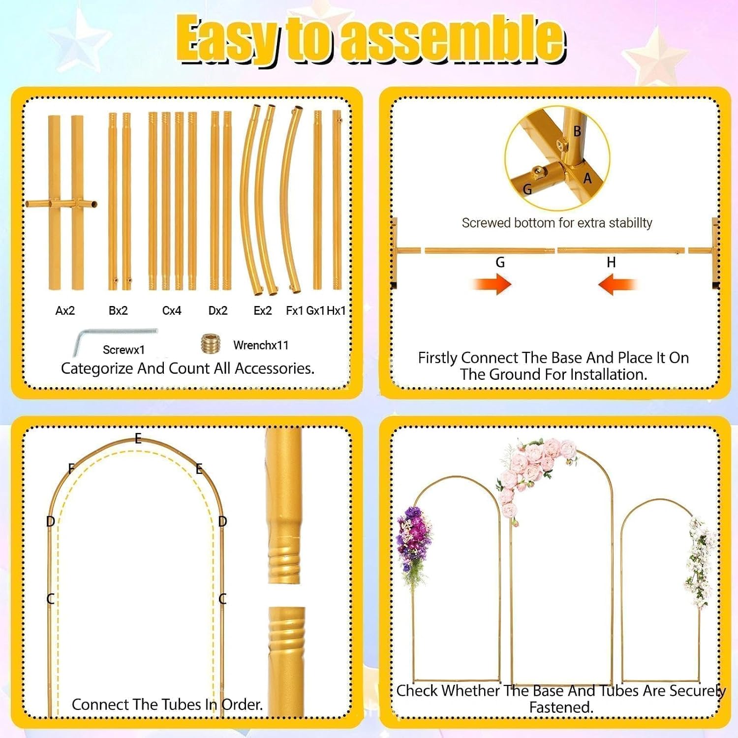 6 FT Wedding Arch Backdrop Stand, Balloon Arch Stand for Wedding Ceremony