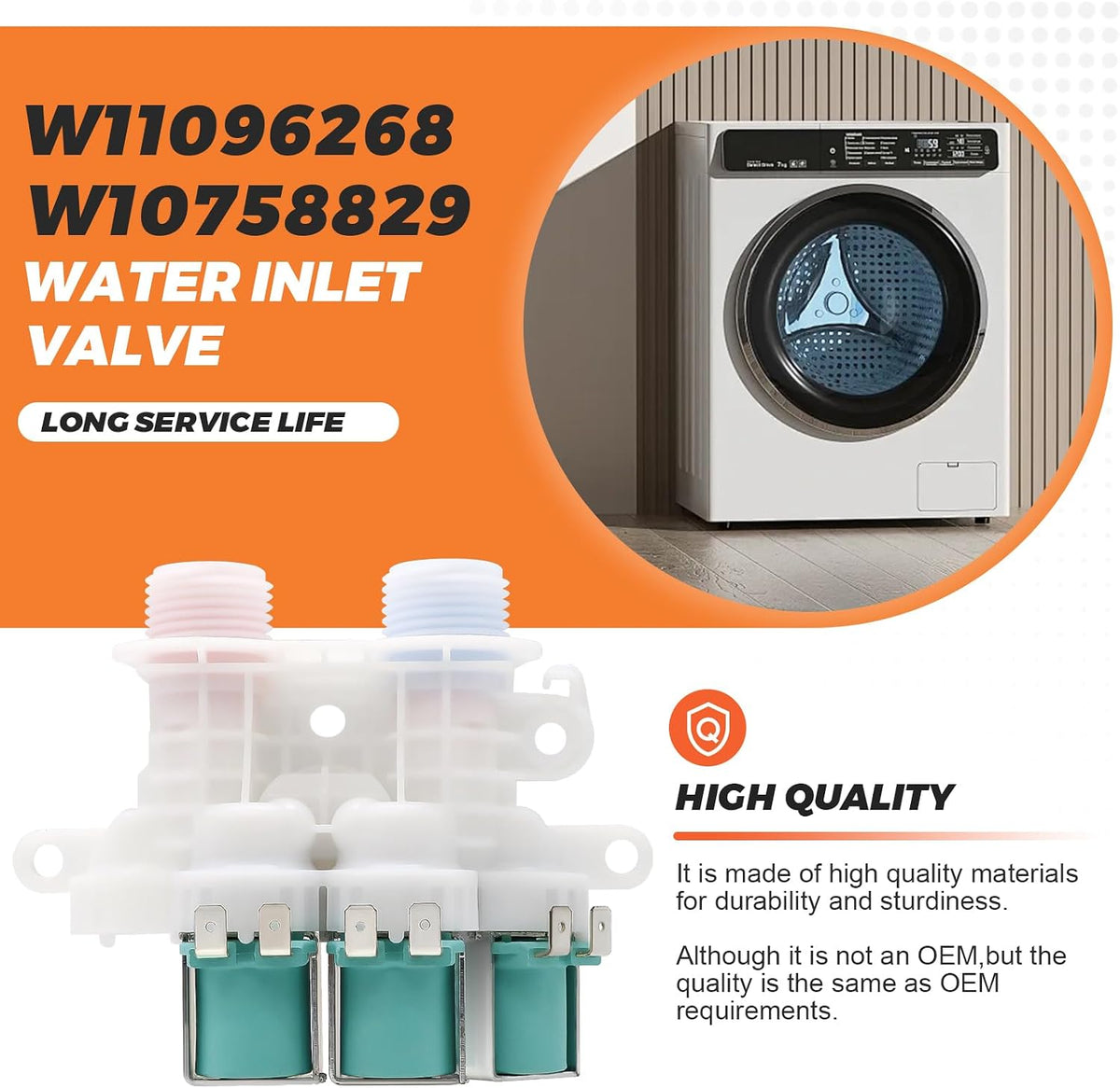 【𝟮𝟬𝟮𝟲 𝗨𝗽𝗴𝗿𝗮𝗱𝗲𝗱】W11096268 w10758829 Water Inlet Valve - w10853296 suitable for kenmore whirlpool washers - W10632527 w11220230 water inlet valve exact fit wtw7300dw1, wtw8500dc5, etc.