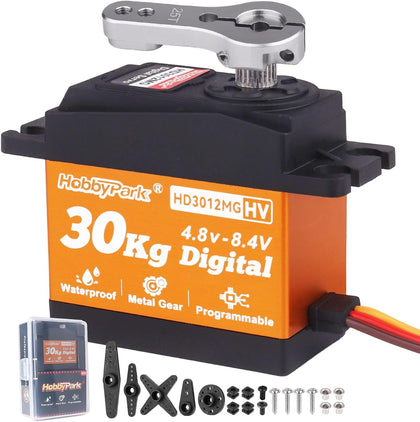 Waterproof 30kg RC Servo High Torque Steering Servo Motor Metal Gear All Stainless Steel Gears for Robotics DIY, RC