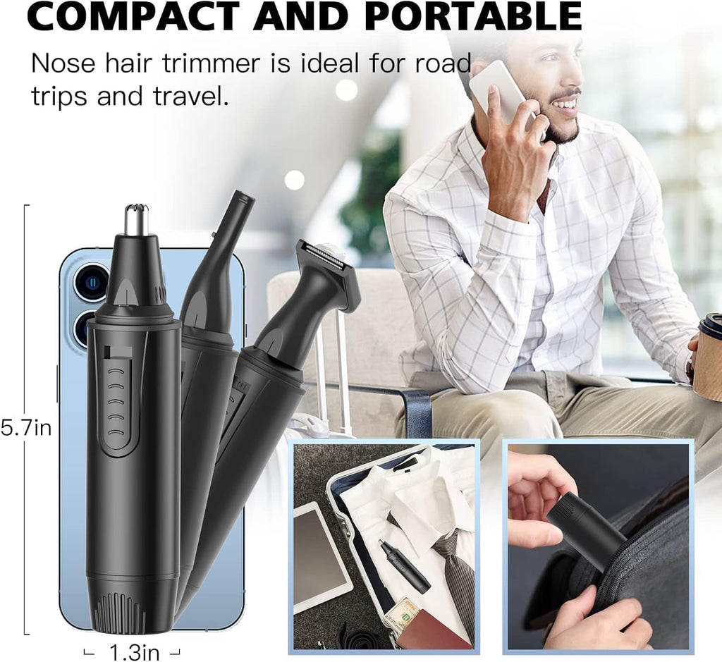 Nose Hair Trimmers for Men，Rechargeable Hair Trimmer 3 in 1 Painless Multifunctional Ear and Nose Hair Trimmer with