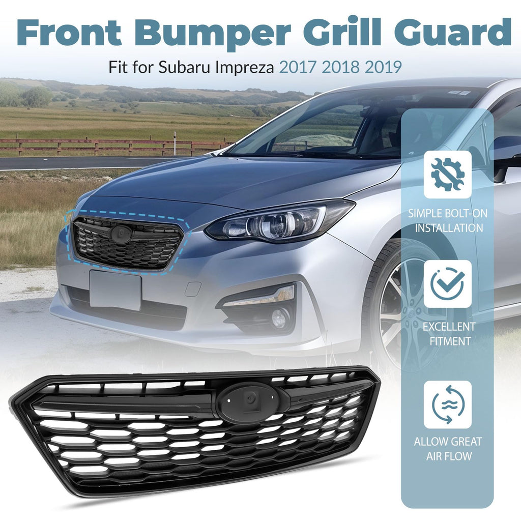 Front bumper Upper Grille Compatible with 2017 2018 2019 Subaru Impreza
