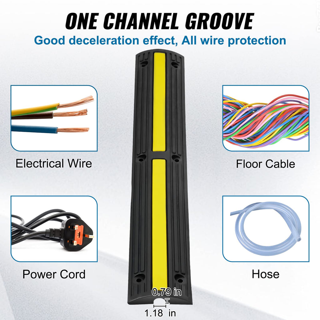 VEVOR 4 Pack Cable Protector Ramp 3.28 ft 1 Channel 18000 lbs/Axle Capacity