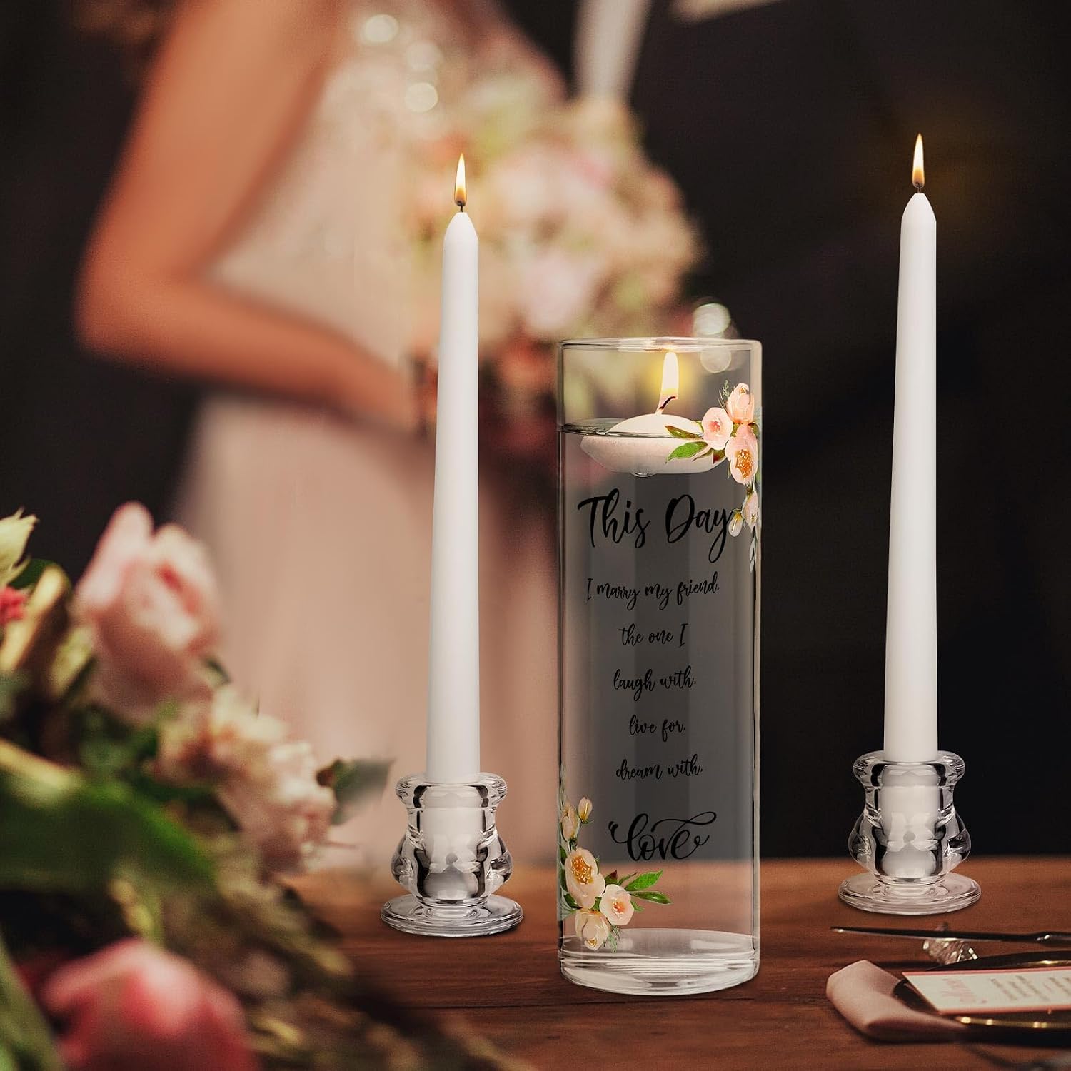 Unity Candles for Wedding Ceremony with Holder,Fresh Style