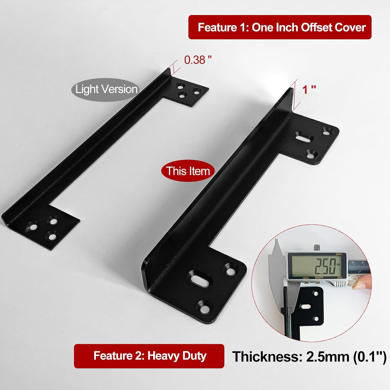 Door Latch Guard Plate 7” with 1” Offset Cover, Protector Shield | Outswing Door Security, 2.5mm THK Heavy Duty