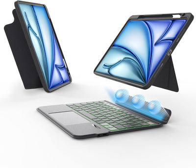 Magnetix Keyboard for iPad Air 11 in M4/M3/M2/5/4, Pro 11-in 1/2/3/4 | Patented stylus shortcuts, adjustable hinge