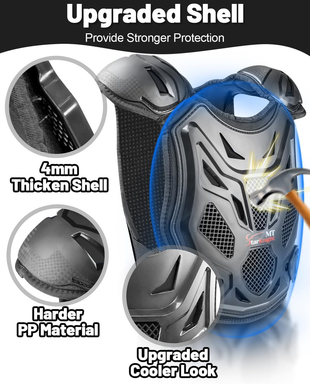 5-10 Kids Dirt Bike Gear High-Impact Youth Chest Protector | Quick-Release Strap; Heavy-Duty PE Shell; for Motocross