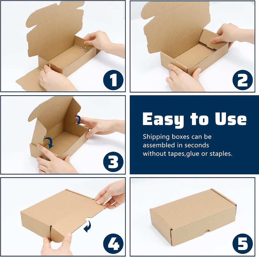 Shipping Boxes 25 Pack,Brown Corrugated Strong Cardboard Mailer Boxes for Packaging Small Business,Mailing,Craft