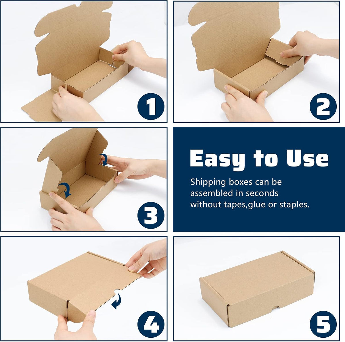 Shipping Boxes 25 Pack,Brown Corrugated Strong Cardboard Mailer Boxes for Packaging Small Business,Mailing,Craft