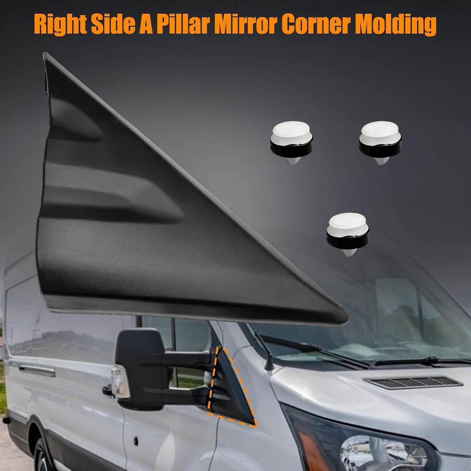 Right Side Exterior Fender Upper Molding Mirror Trim Fit for Ford Transit | Driver Side Fit for Ford Transit-150