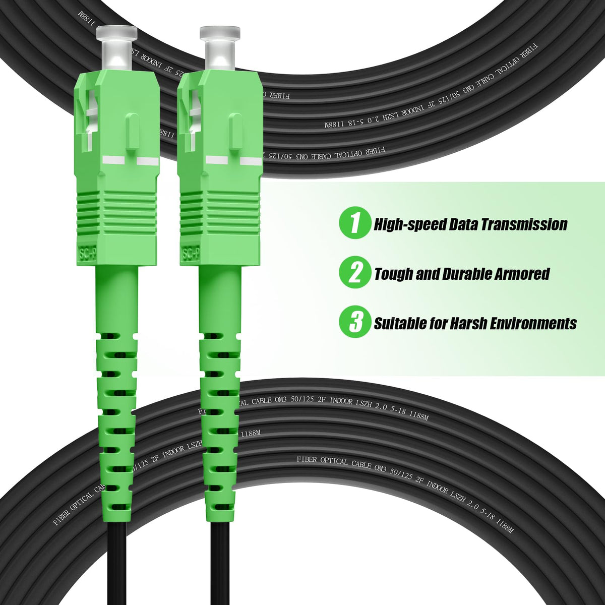Outdoor OS2 SCA to SCA Fiber Optic Cable Single Mode, 75M(246ft)