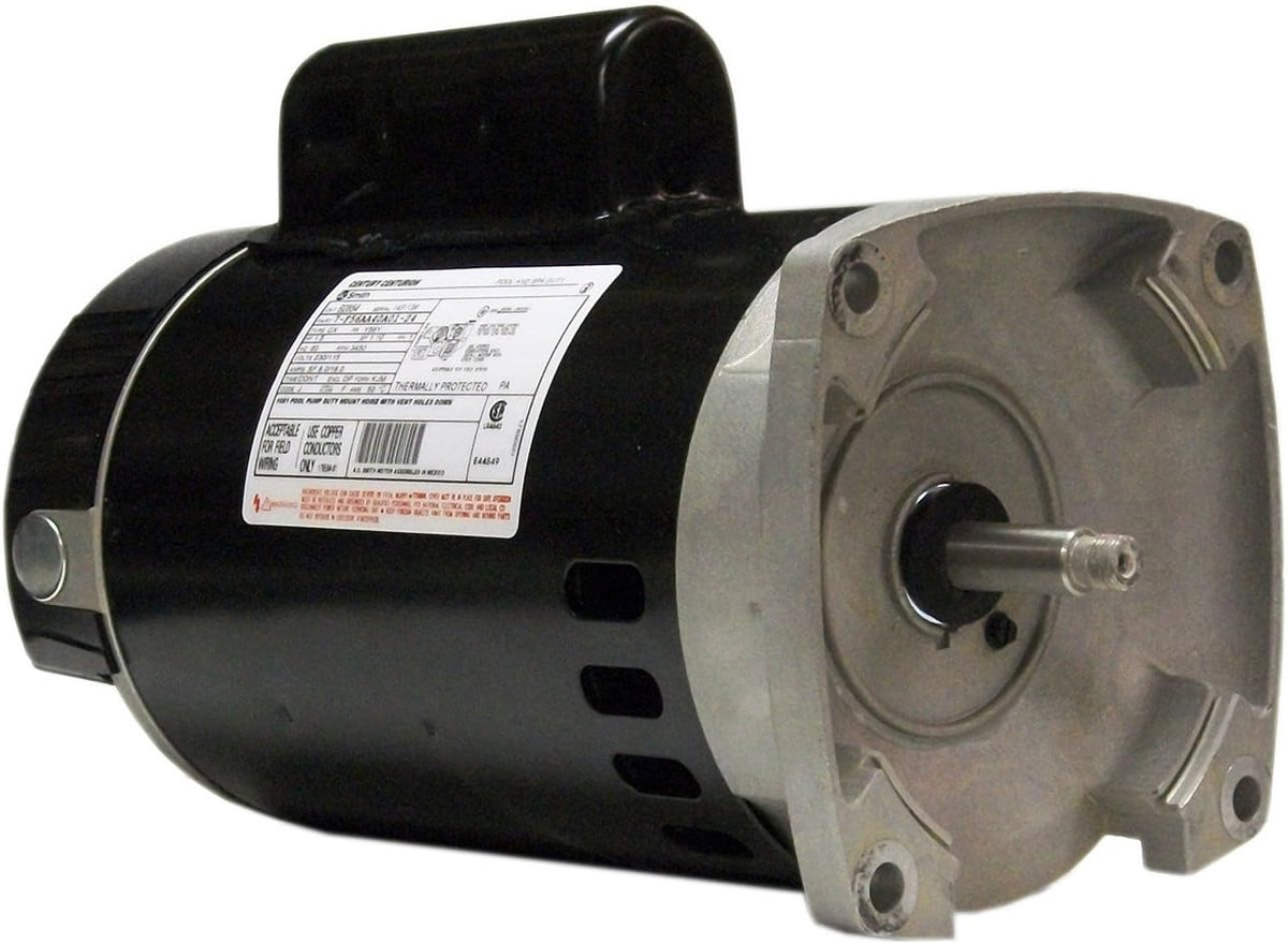 A.O. Smith B2841 1 HP, 3450 RPM, 7.8-7.4/14.8 Amps, 1.65 Service Factor, 56Y Frame, PSC, ODP Enclosure, Square Flange Pool Motor