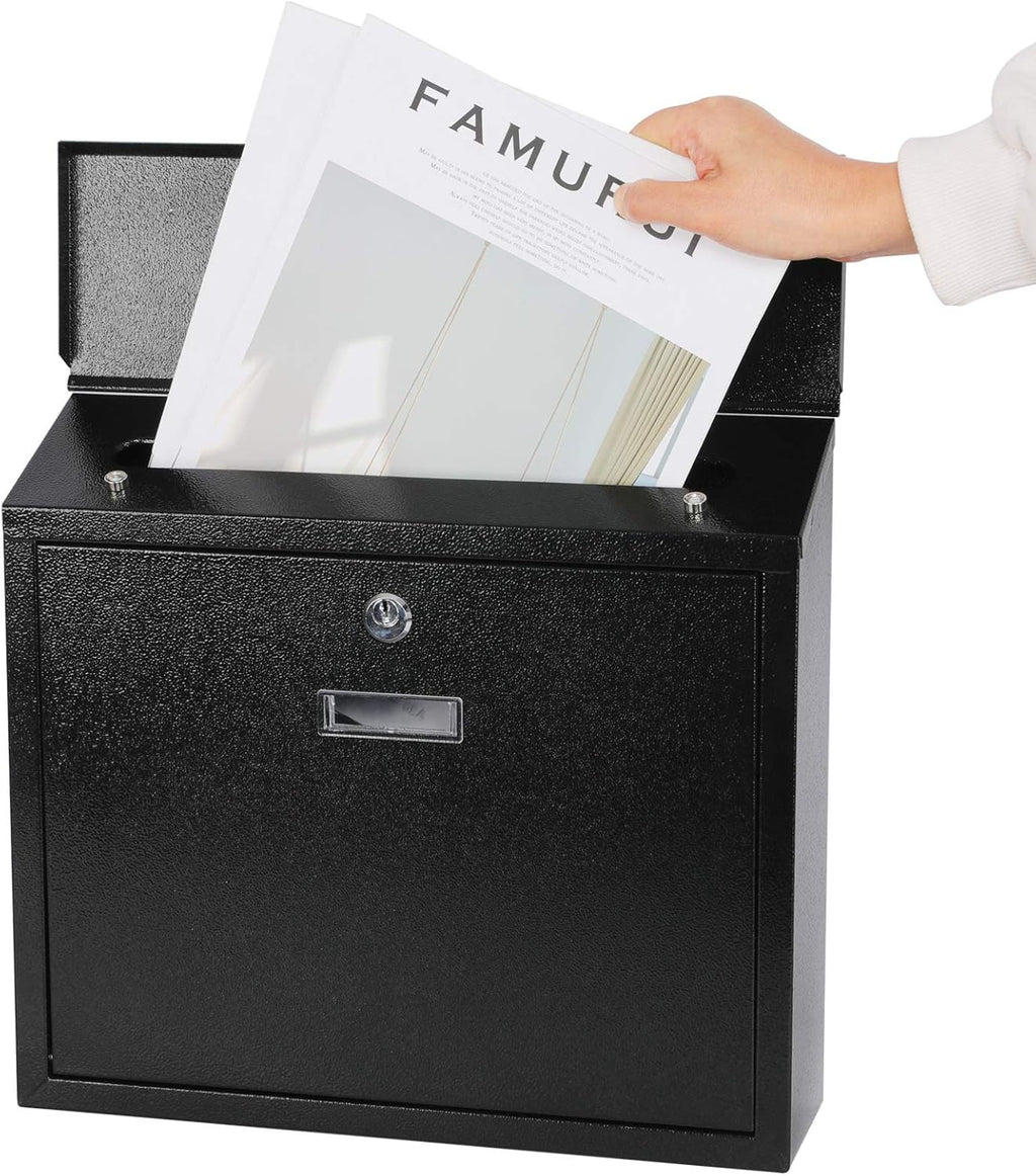 Mail Boxes with Key Lock,Locking Mailbox Wall Mounted,Security Mailbox with Lock and Key,Large Capacity,Steel Cover