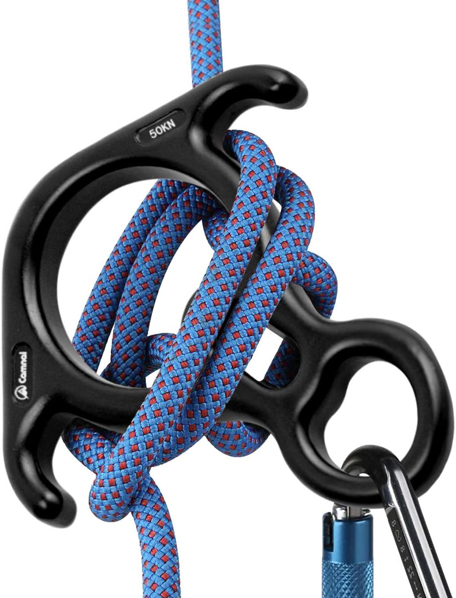 50KN Rescue Figure, 8 Descender Large Bent-Ear Belaying and Rappelling Gear Belay Device Climbing for Rock Climbing