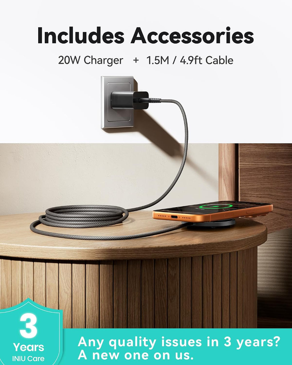 Magnetic Wireless Charger, Qi2 15W Fast Charging Pad Travel Charger | MagSafe-Compatible, Original Qi2 Certified