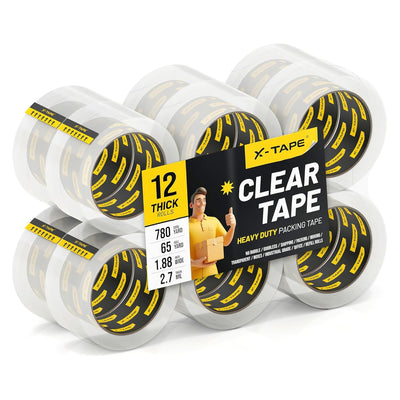 Clear Packing Tape (12 Rolls / 780 Total Yards), Heavy Duty Packaging Tape for Shipping, Moving, Sealing and Refills