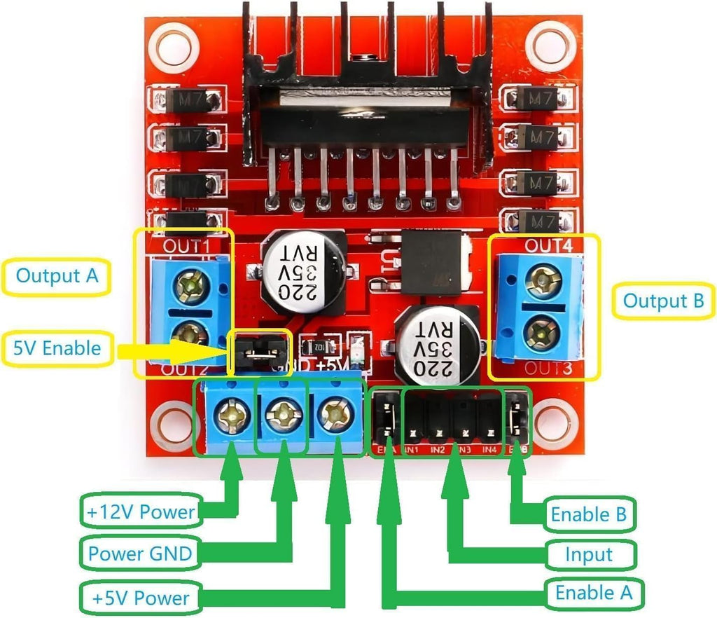 WWZMDiB L298N Motor Driver Controller Board DC Dual H Bridge Module for Arduino Raspberry Pi Stepper Motor (4 Pcs, L298N)