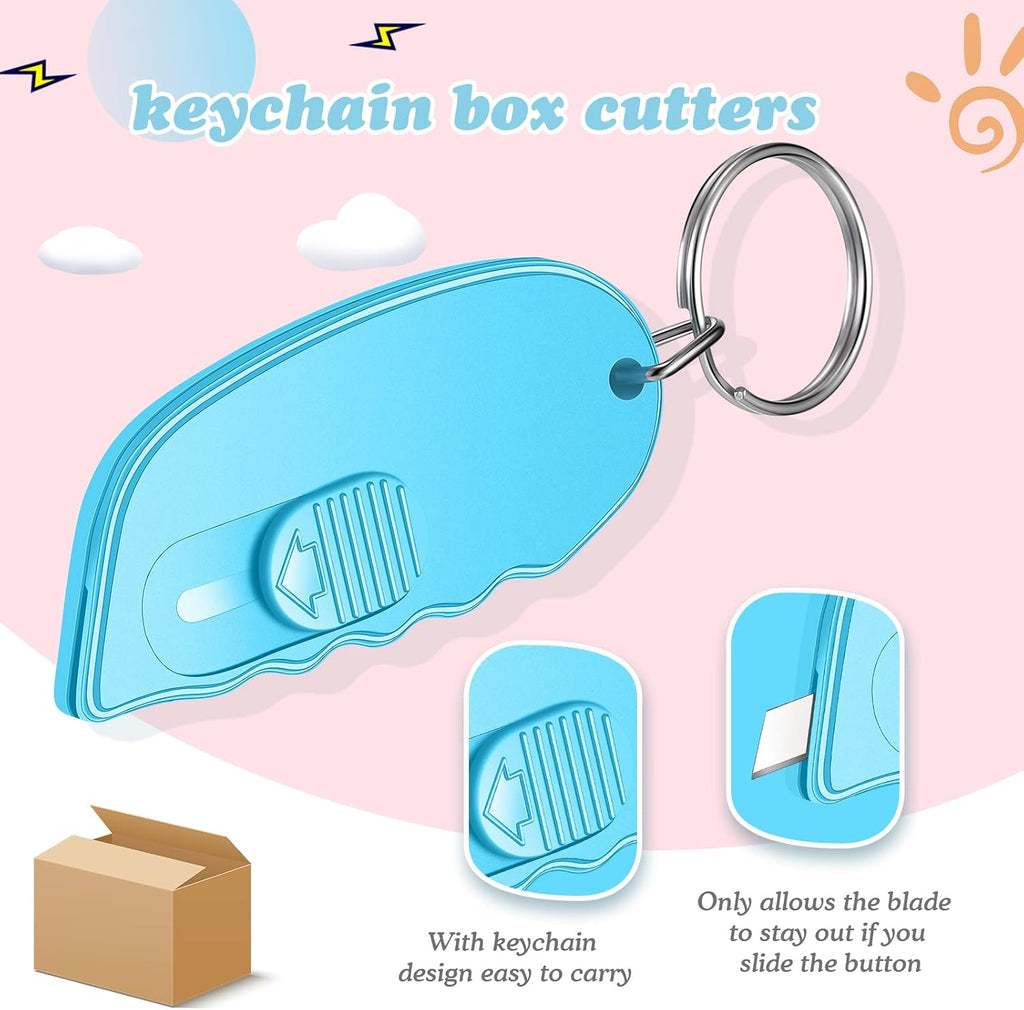 12 Pack Mini Keychain Box Cutter Portable Pocket,Classical Color