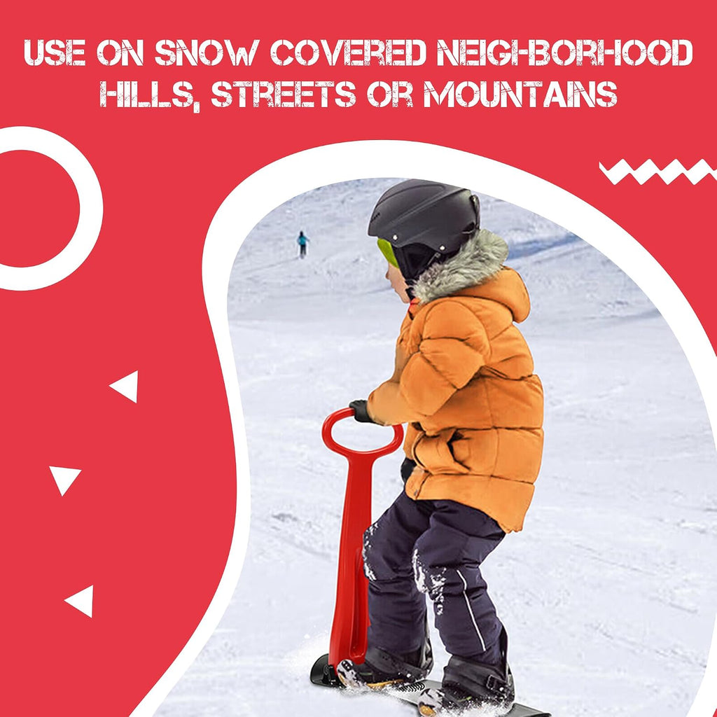 Winter Fun Foldable Snow Scooter, Ski Skooter, Snow Sled Kids Snowboard Multi-Purpose Snow Skate for Ages 8 & Up