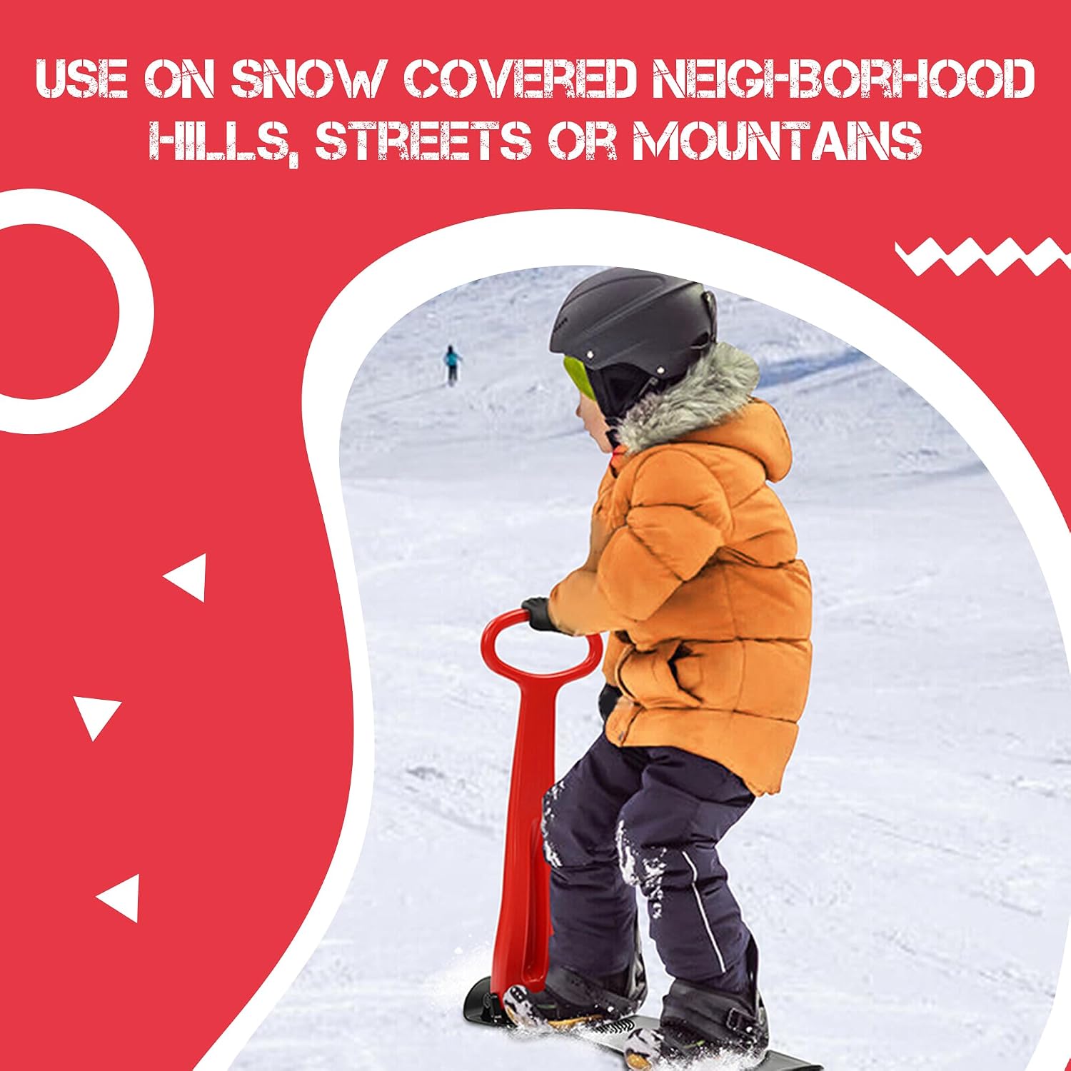 Winter Fun Foldable Snow Scooter, Ski Skooter, Snow Sled Kids Snowboard Multi-Purpose Snow Skate for Ages 8 & Up