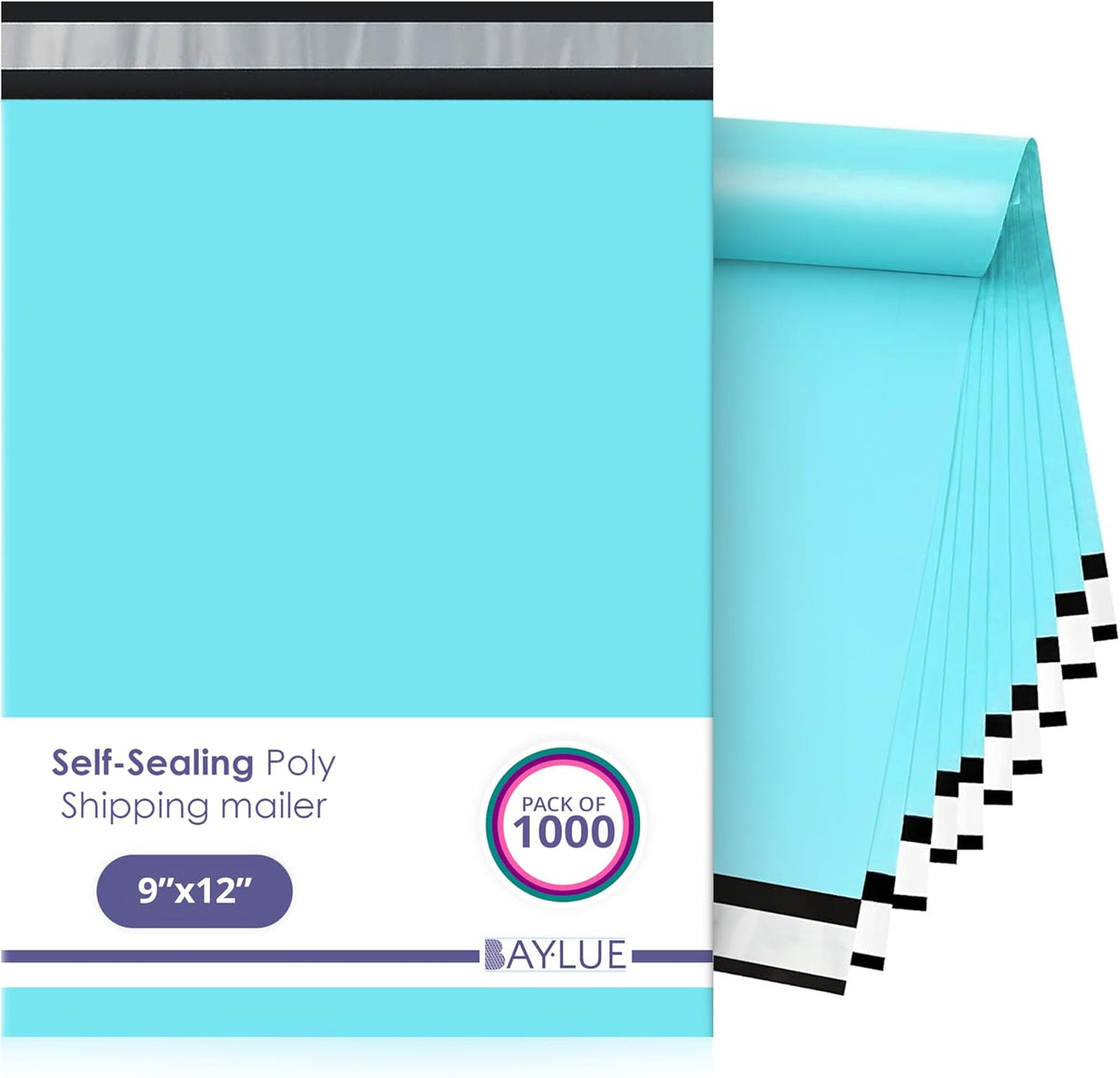 Teal Poly Mailers 9x12, Self Seal Shipping & Mailing Bags, 1000 Pack Bulk