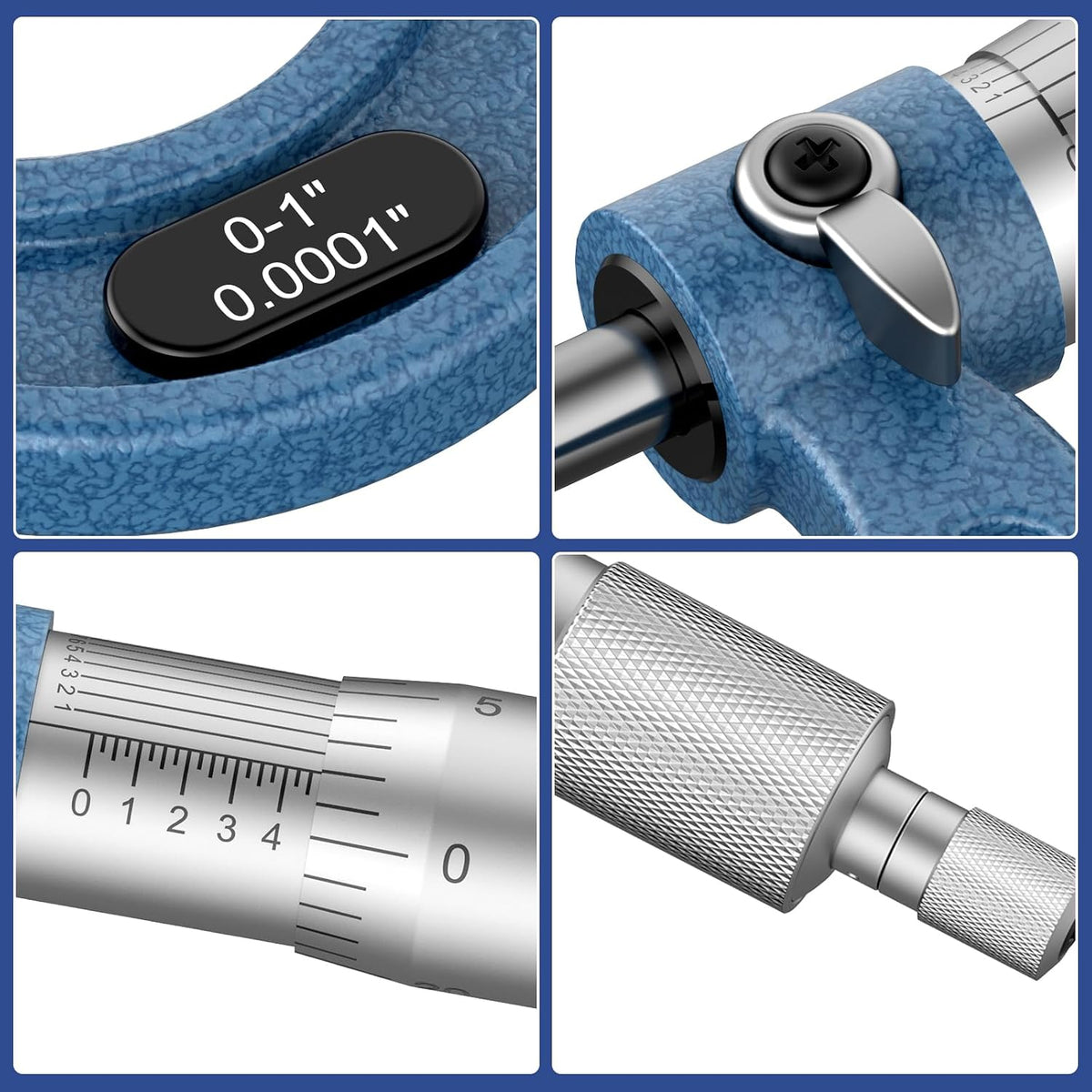 HDLNKAK Outside Micrometer 0-6", 0.0001" Graduation Micrometer Set