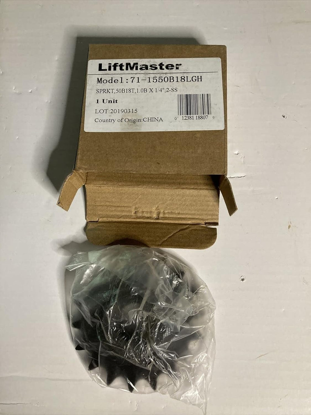 Liftmaster 71-1550B18LGH Sprocket Kit, 50B18, 1" Bore x 1/4" Key w/SS
